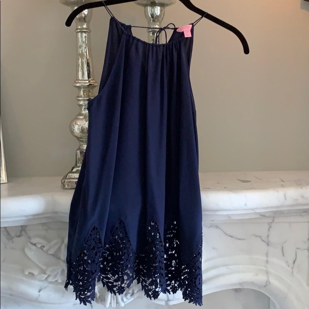 Lilly Pulitzer Navy Silk Tank Top